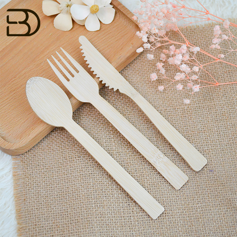 CJDQ63 Disposable Bamboo Wooden Cutlery Set